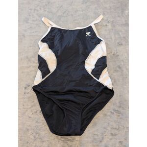 TYR Size 36 Black White One Piece Racer Swimsuit